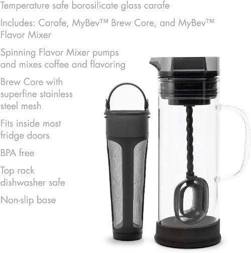 COLD BREW CARAFE, 50 OZ, MESH BREW CORE, FLAVOR MIXER - PRIMULA